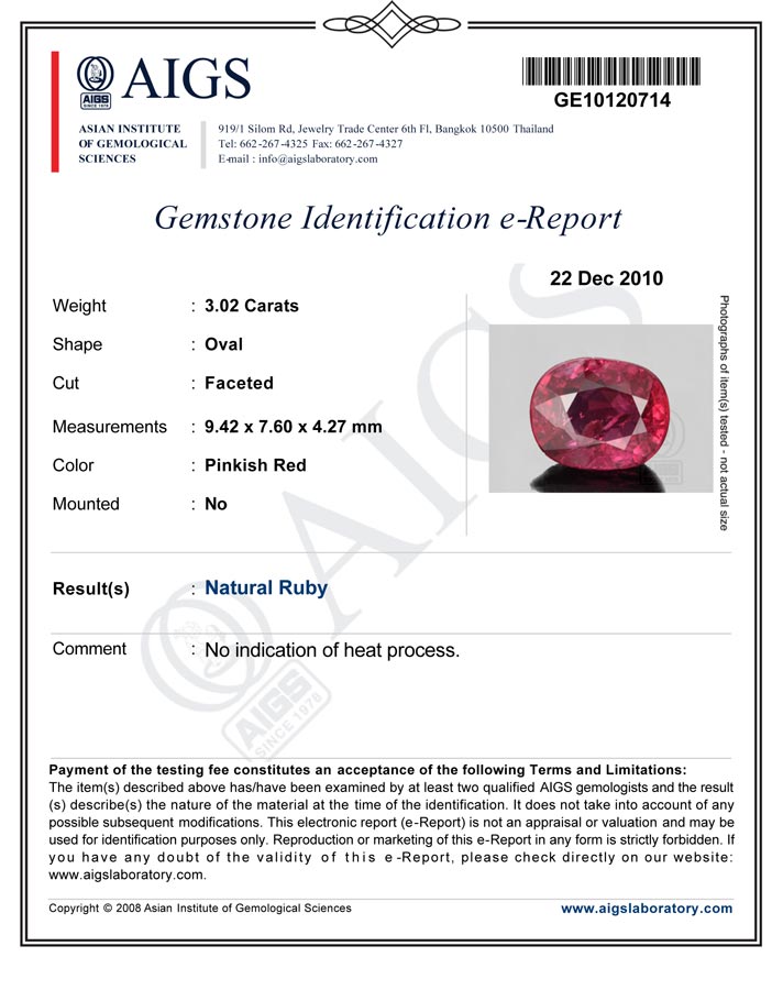 3.02-Carat Super Lustrous Unheated Ruby from Niassa, Mozambique - Click Image to Close