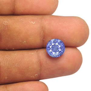 4.65-Carat 9mm Round Unheated Cornflower Blue Burmese Sapphire - Click Image to Close