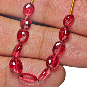 15.78-Carat 11-pc Strand of Deep Pinkish Red Mogok Spinels - Click Image to Close