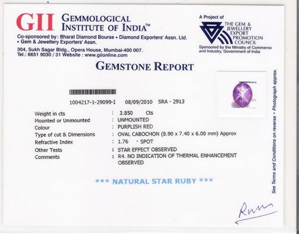 3.85-Carat Unheated Star Ruby with Super Sharp 6-Ray Star - Click Image to Close