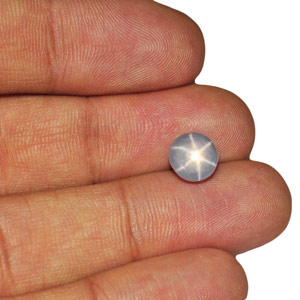 4.49-Carat 8mm Round Grey Star Sapphire with Razor-Sharp Star - Click Image to Close