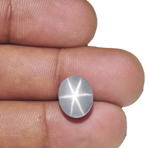 8.59-Carat Bluish Grey Star Sapphire with Extremely Sharp Star - Click Image to Close