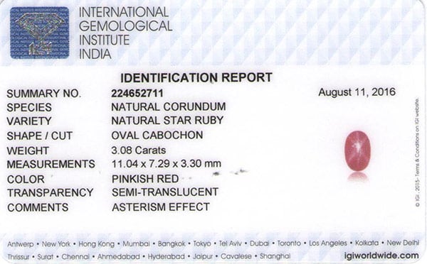 3.08-Carat Unheated Lively Pinkish Red Star Ruby from Vietnam - Click Image to Close