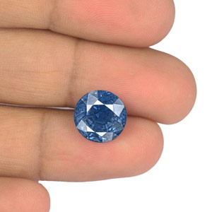 6.61-Carat 10mm Round Eye-Clean Intense Blue Burmese Sapphire - Click Image to Close