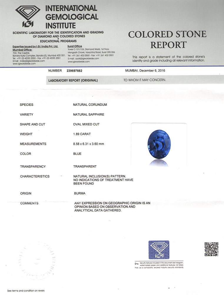 1.89-Carat Lovely VS-Clarity Blue Sapphire from Burma (Unheated) - Click Image to Close