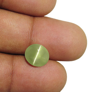 5.02-Carat Greyish Green Chrysoberyl Cat's Eye from India (IGI) - Click Image to Close