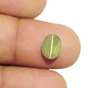 3.07-Carat Indian Chrysoberyl Cat's Eye with Strong Chatoyance - Click Image to Close