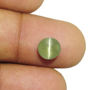 2.66-Carat Grey Green Chrysoberyl Cat's Eye with Super Sharp Ray - Click Image to Close