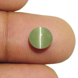 3.02-Carat Greyish Green Chrysoberyl Cat's Eye from India (IGI) - Click Image to Close