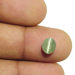 2.89-Carat Natural Greyish Green Indian Chrysoberyl Cat's Eye - Click Image to Close