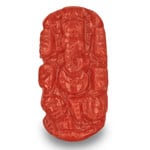 7.05-Carat Orangy Red Italian Coral with Carving of Lord Ganesha