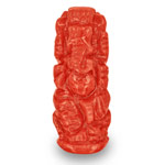 7.84-Carat Intense Orange Coral with Carving of Lord Ganesha