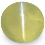 3.05-Carat 7mm Round Soft Greenish Yellow Chrysoberyl Cat's Eye